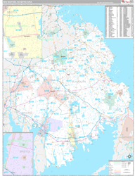 New Bedford Metro Area Wall Map Premium Style 2024